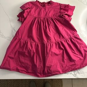 Anthropologie pink ruffle blouse